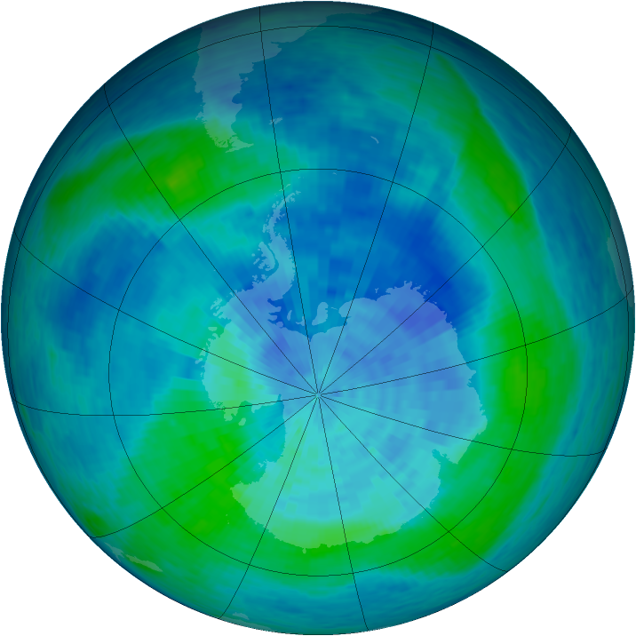 Antarctic ozone map for 07 March 1994
